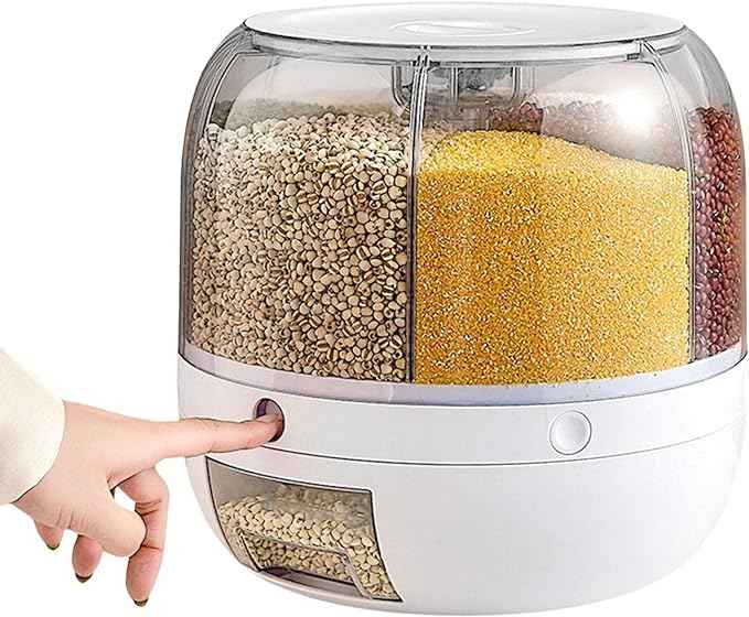 6-Grid Rotating Dry Food Dispenser – Airtight Storage with Hygienic Press Release