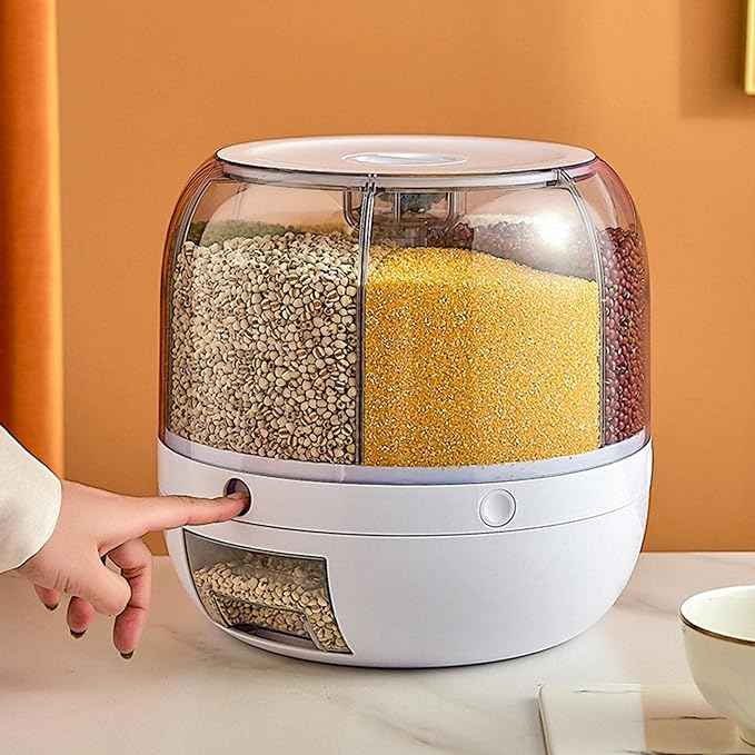 6-Grid Rotating Dry Food Dispenser – Airtight Storage with Hygienic Press Release