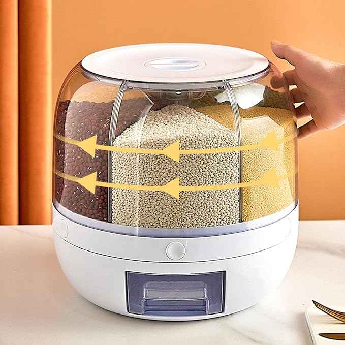 6-Grid Rotating Dry Food Dispenser – Airtight Storage with Hygienic Press Release