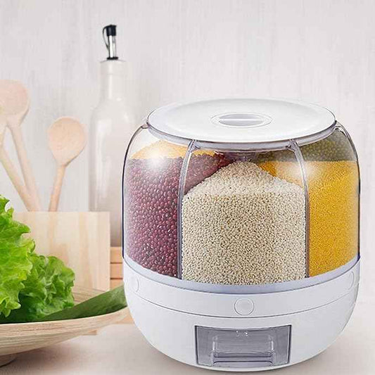 6-Grid Rotating Dry Food Dispenser – Airtight Storage with Hygienic Press Release