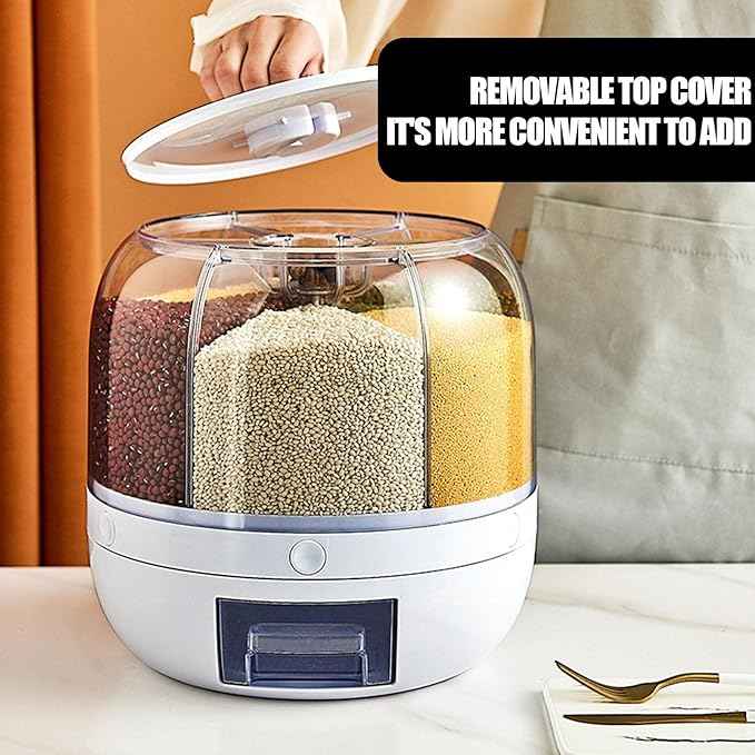 6-Grid Rotating Dry Food Dispenser – Airtight Storage with Hygienic Press Release